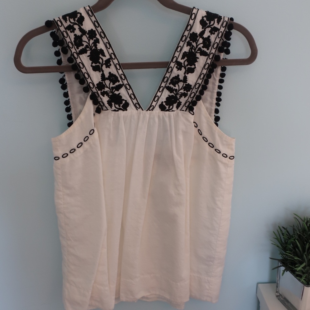 J Crew Embroidered baby doll top